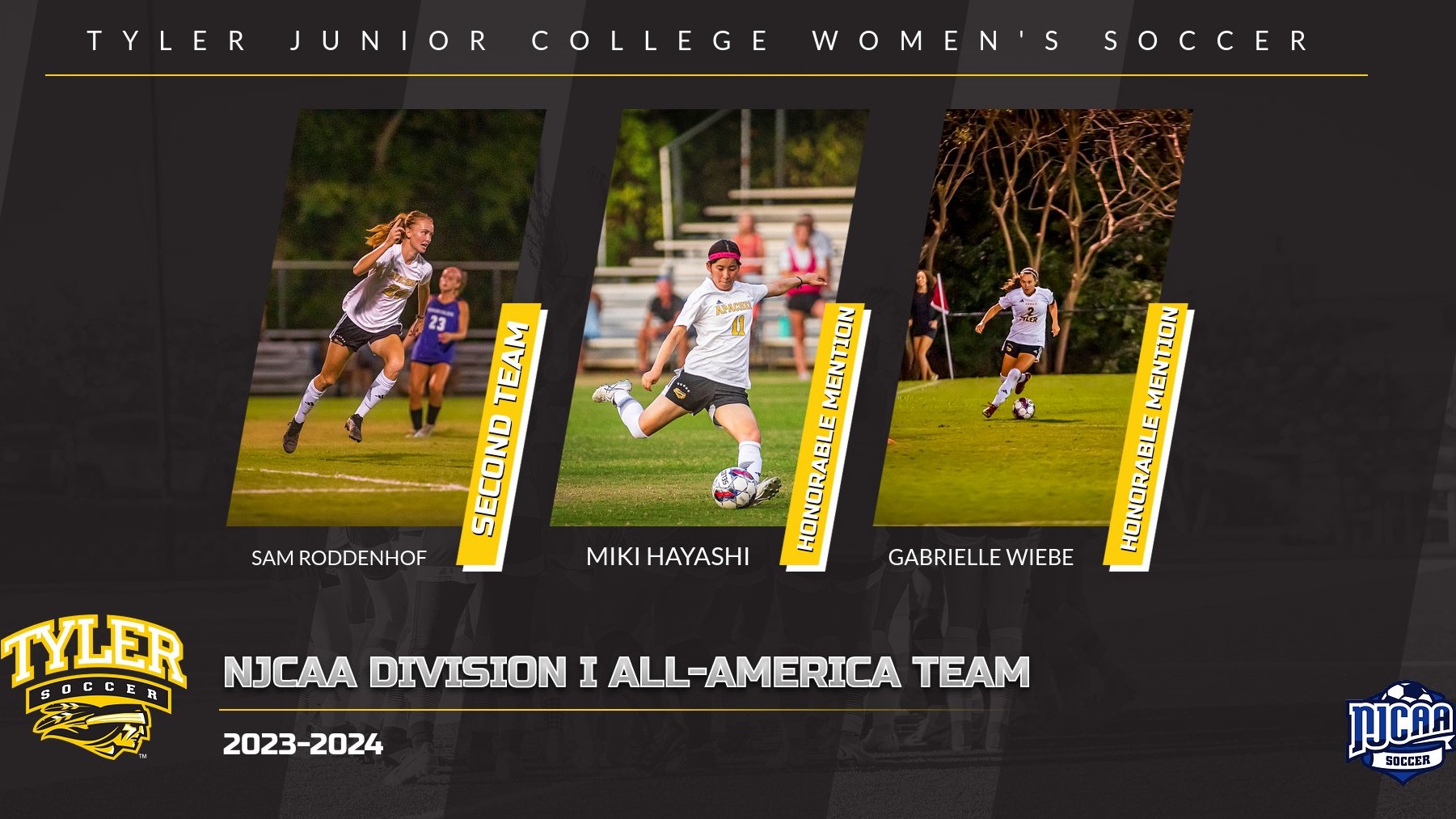 TJC women soccer players honored by NJCAA